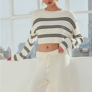 SER.O.YA Black and White Striped Sweater